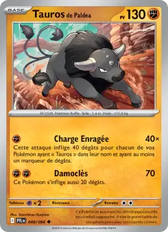 Tauros de Paldea — carte 048 de l’extension Flammes Fantasmagoriques