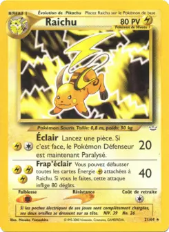 Raichu — carte 21 de l’extension Neo Revelation