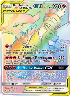 Reshiram et Dracaufeu GX — carte 217 de l’extension Alliance Infaillible