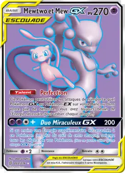 Mewtwo et Mew GX — carte 222 de l’extension Harmonie des Esprits