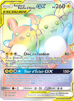 Raichu et Raichu d’Alola GX — carte 241 de l’extension Harmonie des Esprits