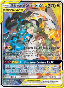 Reshiram et Zekrom GX — carte 222 de l’extension Éclipse Cosmique