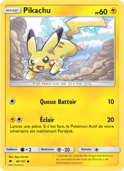 Pikachu — carte 40 de l’extension Ombres Ardentes