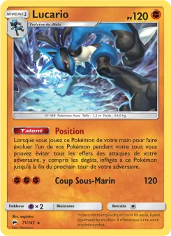 Lucario — carte 71 de l’extension Ombres Ardentes