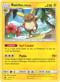 Raichu d’Alola — carte 31 de l’extension Invasion Carmin