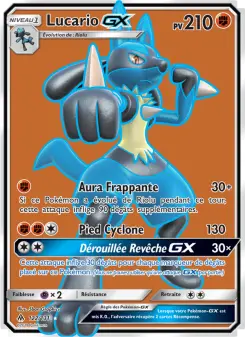 Lucario GX — carte 122 de l’extension Lumière Interdite