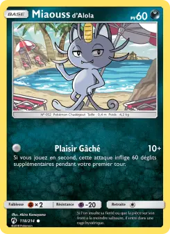 Miaouss d’Alola — carte 118 de l’extension Tonnerre Perdu