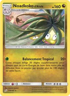 Noadkoko d’Alola — carte 114 de l’extension Duo de Choc