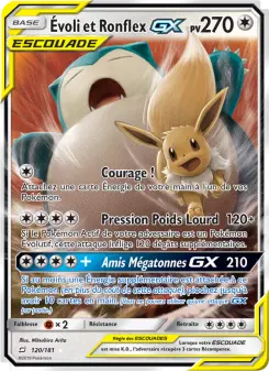 Évoli et Ronflex GX — carte 120 de l’extension Duo de Choc