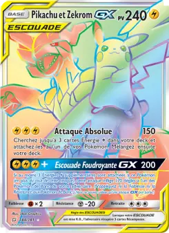 Pikachu et Zekrom GX — carte 184 de l’extension Duo de Choc