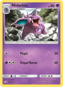 Nidorino — carte 58 de l’extension Duo de Choc