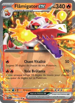 Flâmigator-ex — carte 037 de l’extension Évolutions à Paldea