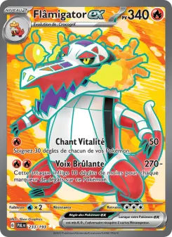 Flâmigator-ex — carte 233 de l’extension Évolutions à Paldea
