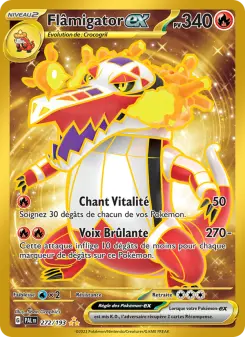 Flâmigator-ex — carte 272 de l’extension Évolutions à Paldea