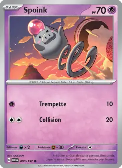 Spoink — carte 090 de l’extension Flammes Obsidiennes