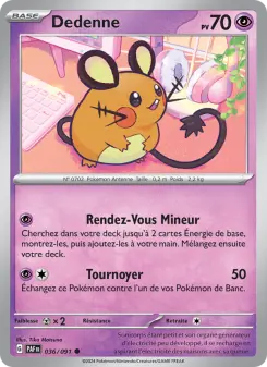 Dedenne — carte 036 de l’extension Destinées de Paldea