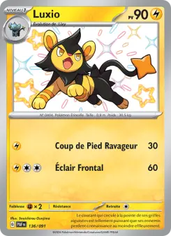 Luxio — carte 136 de l’extension Destinées de Paldea
