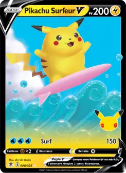 Pikachu Surfeur V — carte 8 de l’extension Célébrations