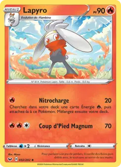 Lapyro — carte 32 de l’extension Épée et Bouclier