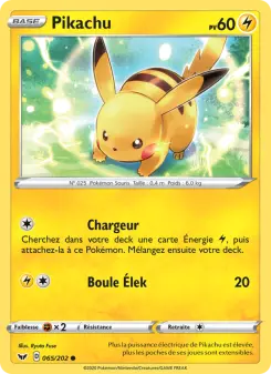 Pikachu — carte 65 de l’extension Épée et Bouclier