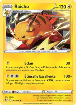 Raichu — carte 053 de l’extension Origine Perdue