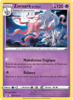 Zoroark de Hisui — carte 076 de l’extension Origine Perdue
