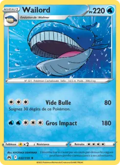 Wailord — carte 032 de l’extension Zénith Suprême