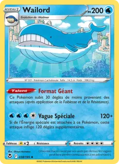 Wailord — carte 038 de l’extension Tempête Argentée