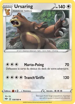 Ursaring — carte 139 de l’extension Ténèbres Embrasées