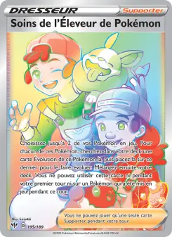 Soins de l'Éleveur de Pokémon — carte 195 de l’extension Ténèbres Embrasées