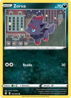 Zorua — carte 102 de l’extension Évolution Céleste