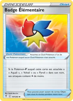 Badge Élémentaire — carte 147 de l’extension Évolution Céleste