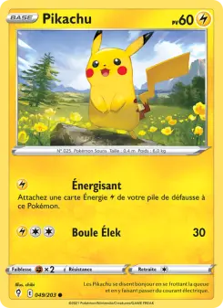 Pikachu — carte 49 de l’extension Évolution Céleste