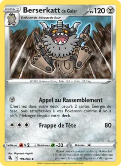 Berserkatt de Galar — carte 181 de l’extension Poing de Fusion